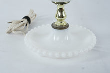 Load image into Gallery viewer, Vintage Milk Glass Hurricane Style Electric Lamp Daisy Shade 17 Inch
