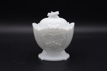 Load image into Gallery viewer, Vintage Milk Glass Paneled Grape Creamer and Sugar Bowl With Lid
