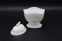 Load image into Gallery viewer, Vintage Milk Glass Paneled Grape Creamer and Sugar Bowl With Lid
