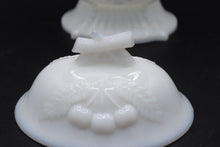 Load image into Gallery viewer, Vintage Milk Glass Paneled Grape Creamer and Sugar Bowl With Lid

