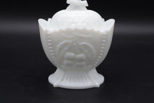 Load image into Gallery viewer, Vintage Milk Glass Paneled Grape Creamer and Sugar Bowl With Lid
