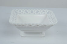 Load image into Gallery viewer, Westmoreland Vintage Milk Glass Dancing Sailor Lace Edge Rectangular Footed Bowl

