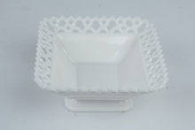 Load image into Gallery viewer, Westmoreland Vintage Milk Glass Dancing Sailor Lace Edge Rectangular Footed Bowl
