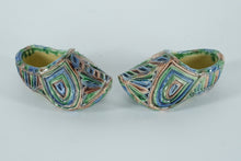 Load image into Gallery viewer, Hand-Painted Ceramic Miniature Clogs – Majolica Style – Marked BB – Pair
