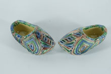 Load image into Gallery viewer, Hand-Painted Ceramic Miniature Clogs – Majolica Style – Marked BB – Pair

