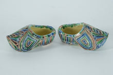 Load image into Gallery viewer, Hand-Painted Ceramic Miniature Clogs – Majolica Style – Marked BB – Pair
