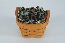 Load image into Gallery viewer, Longaberger Handwoven Mini Basket w/ Holly Fabric Liner &amp; Clear Protector – Dresden, Ohio USA
