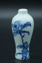 Load image into Gallery viewer, Miniature Blue &amp; White Chinese-Style Meiping Vase – Floral Motif – Possibly Snuff or Perfume Bottle
