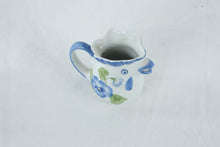 Load image into Gallery viewer, Andrea by Sadek Rooster Creamer Pitcher Blue Pansy Floral Ceramic Thailand

