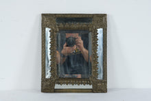 Load image into Gallery viewer, Vintage Mid Century Ornate Gold Metal Beveled Wall Mirror Gothic 15 x 13
