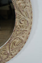 Load image into Gallery viewer, Ornate Round Wall Mirror – Antique White &amp; Gold Scroll Frame
