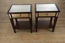 Load image into Gallery viewer, Pair of Pier 1 Mirrored Side Tables with Dark Wood Frame
