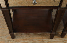 Load image into Gallery viewer, Pair of Pier 1 Mirrored Side Tables with Dark Wood Frame

