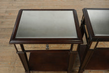 Load image into Gallery viewer, Pair of Pier 1 Mirrored Side Tables with Dark Wood Frame
