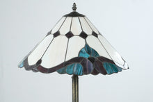 Load image into Gallery viewer, Tiffany Style Stained Glass Floor Lamp Blue Purple Floral Shade 50 Inch
