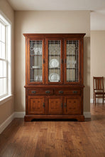 Load image into Gallery viewer, Mission Style Wood China Cabinet with Leaded Glass Doors and Storage Drawers
