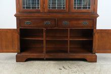 Load image into Gallery viewer, Mission Style Wood China Cabinet with Leaded Glass Doors and Storage Drawers

