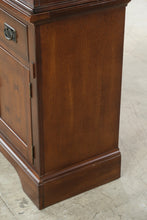 Load image into Gallery viewer, Mission Style Wood China Cabinet with Leaded Glass Doors and Storage Drawers
