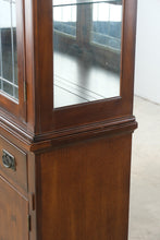 Load image into Gallery viewer, Mission Style Wood China Cabinet with Leaded Glass Doors and Storage Drawers
