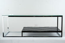 Load image into Gallery viewer, Major-Q Chrome Coffee Table with Black Wavy Shelf
