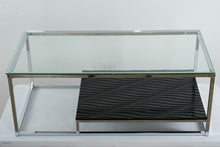 Load image into Gallery viewer, Major-Q Chrome Coffee Table with Black Wavy Shelf
