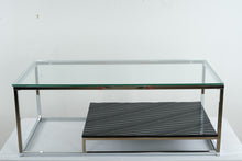 Load image into Gallery viewer, Major-Q Chrome Coffee Table with Black Wavy Shelf
