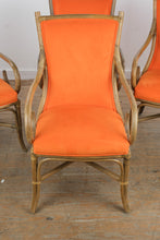 Load image into Gallery viewer, Modern Round Dining Table and 4 Rattan Armchairs with Orange Upholstery Set
