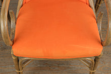 Load image into Gallery viewer, Modern Round Dining Table and 4 Rattan Armchairs with Orange Upholstery Set

