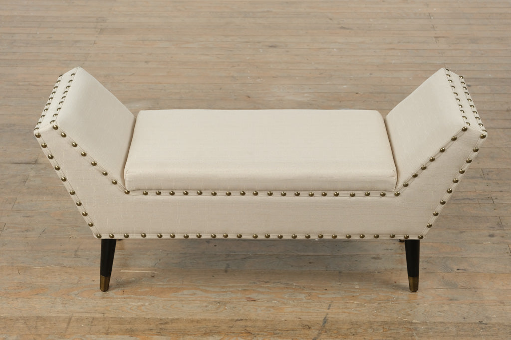 Modern Upholstered Storage Bench with Nailhead Trim