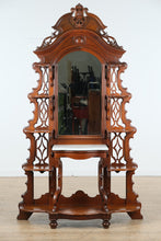 Load image into Gallery viewer, Monumental Eastlake Étagère with Marble Top &amp; Mirror – 84” Tall
