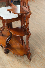 Load image into Gallery viewer, Monumental Eastlake Étagère with Marble Top &amp; Mirror – 84” Tall
