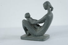 Load image into Gallery viewer, Modernist Mother and Child Sculpture Figurine Green Patina Finish
