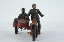 Load image into Gallery viewer, Antique Hubley Cast Iron Motorcycle Sidecar Toy Police Riders Original Paint
