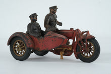 Load image into Gallery viewer, Antique Hubley Cast Iron Motorcycle Sidecar Toy Police Riders Original Paint

