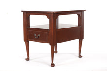 Load image into Gallery viewer, Ms. Cleo&#39;s Solid Cherry Side Table with Shelf and Lower Drawer
