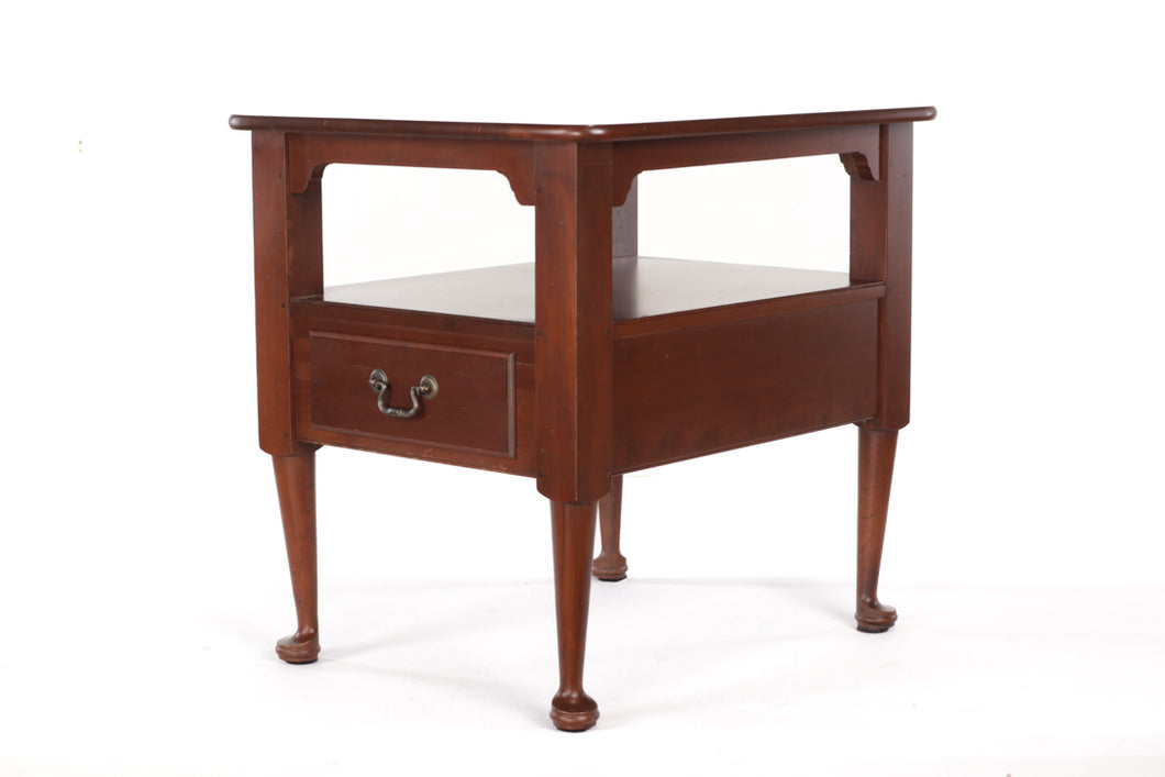 Ms. Cleo's Solid Cherry Side Table with Shelf and Lower Drawer