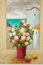 Load image into Gallery viewer, Murphy Signed Floral Still Life Mediterranean Coastal Wall Art Ornate Gold Frame

