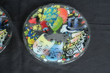 Load image into Gallery viewer, Peggy Karr Mardi Gras Fused Glass Dessert Plates Set of 2 Mask Musical Notes 8 Inch
