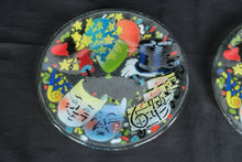 Load image into Gallery viewer, Peggy Karr Mardi Gras Fused Glass Dessert Plates Set of 2 Mask Musical Notes 8 Inch
