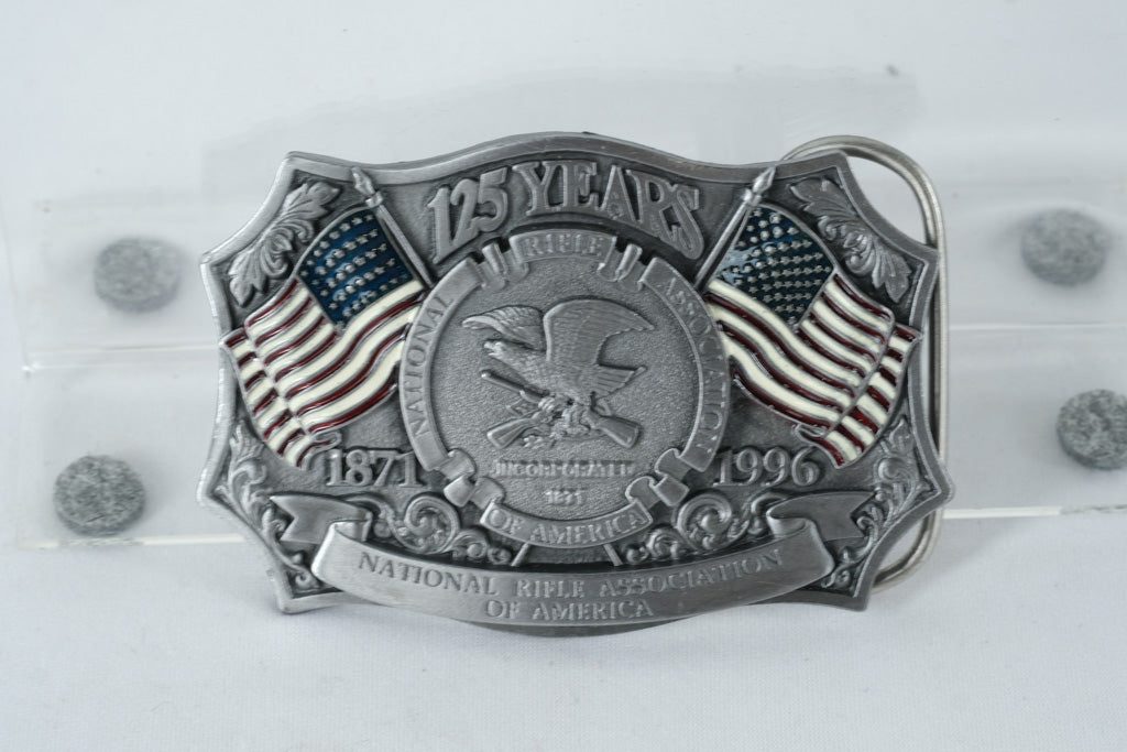 1996 NRA 125th Anniversary Commemorative Belt Buckle – Made in USA Pewter