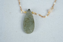Load image into Gallery viewer, Nakamol Gold Tone Layered Necklace Green Stone Teardrop Pendant Beaded

