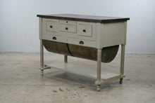 Load image into Gallery viewer, NapaStyle Possum Belly Kitchen Island with Zinc Bins and Dark Wood Top
