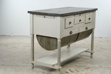 Load image into Gallery viewer, NapaStyle Possum Belly Kitchen Island with Zinc Bins and Dark Wood Top
