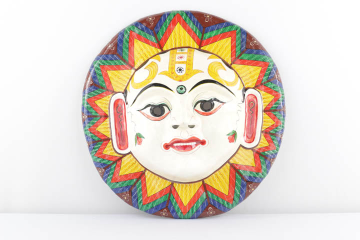 Nepalese Paper Mache Wall Hanging Mask - White Face