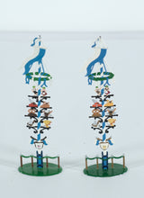 Load image into Gallery viewer, Pair of German Tin Miniature Maypoles – Kunst &amp; Handwerk P. Urban München – Hand-Painted Erzgebirge-Style Figurines
