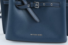 Load image into Gallery viewer, Michael Kors Navy Blue Pebbled Leather Belted Satchel Crossbody Bag
