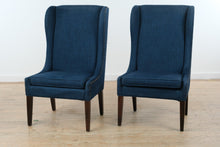 Load image into Gallery viewer, Pair of Madison Park Navy Upholstered Wingback Dining Chairs with Nailhead Trim
