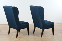 Load image into Gallery viewer, Pair of Madison Park Navy Upholstered Wingback Dining Chairs with Nailhead Trim
