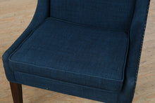 Load image into Gallery viewer, Pair of Madison Park Navy Upholstered Wingback Dining Chairs with Nailhead Trim
