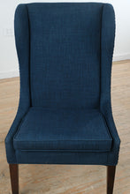 Load image into Gallery viewer, Pair of Madison Park Navy Upholstered Wingback Dining Chairs with Nailhead Trim

